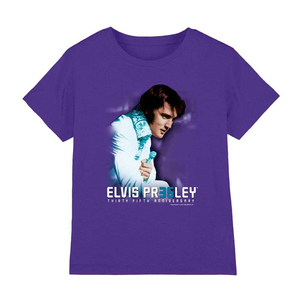 Purple - Front - Elvis Presley Childrens-Kids Photograph 35th Anniversary T-Shirt