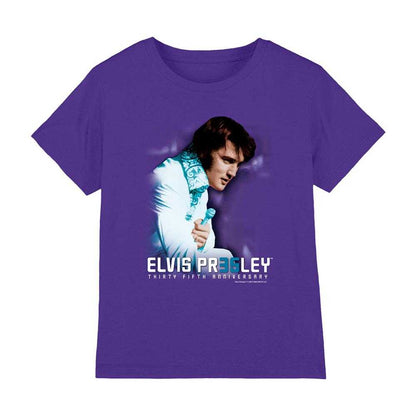 Purple - Front - Elvis Presley Childrens-Kids Photograph 35th Anniversary T-Shirt