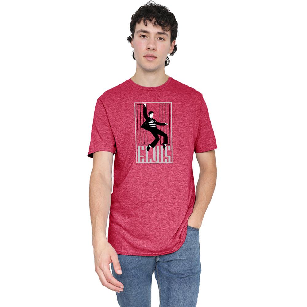 Red - Front - Elvis Presley Unisex Adult One Jailhouse Heather T-Shirt