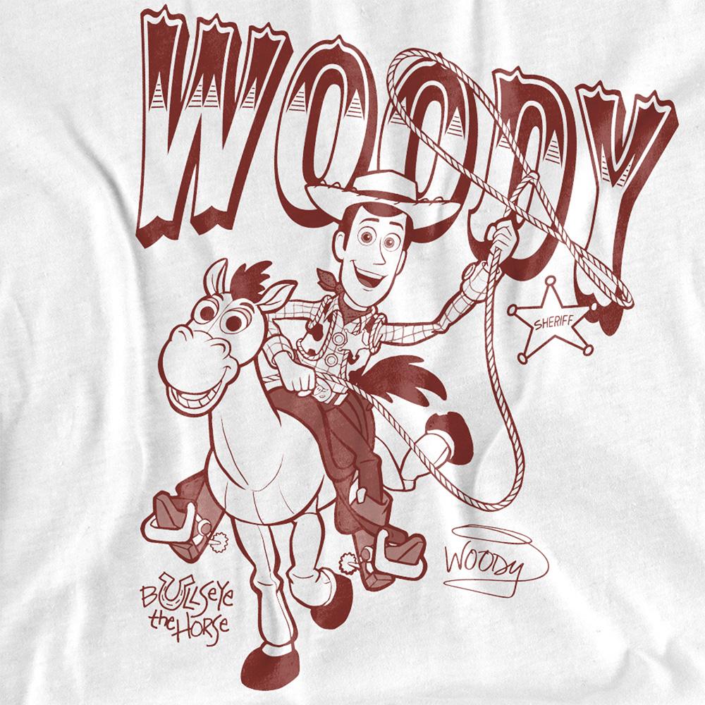 White - Side - Toy Story Womens-Ladies Ride Woody and Bullseye T-Shirt