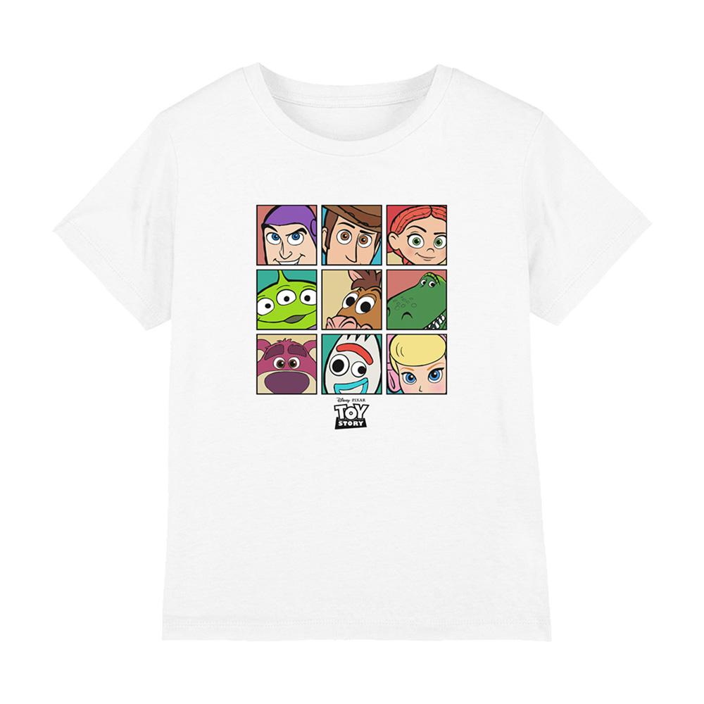 White - Front - Toy Story Childrens-Kids Character Grid T-Shirt