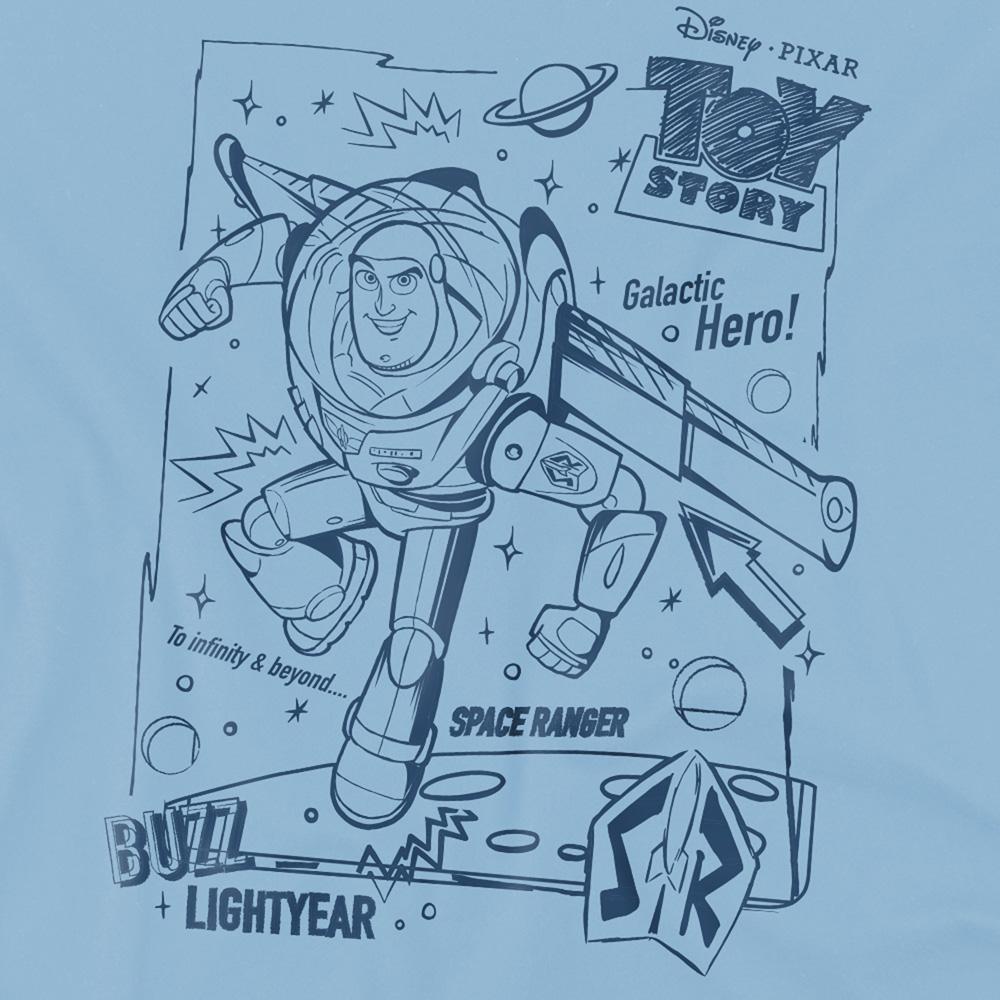 Light Blue - Back - Toy Story Childrens-Kids Buzz Lightyear Sketch T-Shirt