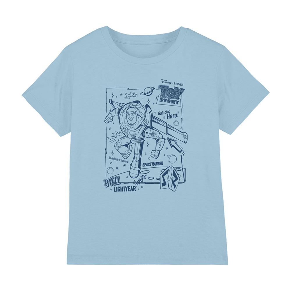 Light Blue - Front - Toy Story Childrens-Kids Buzz Lightyear Sketch T-Shirt
