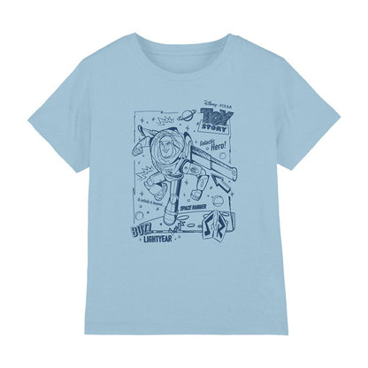 Light Blue - Front - Toy Story Childrens-Kids Buzz Lightyear Sketch T-Shirt