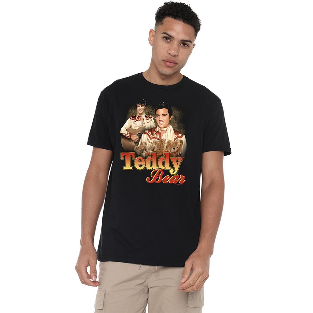 Black - Back - Elvis Presley Unisex Adult Teddy Bear T-Shirt