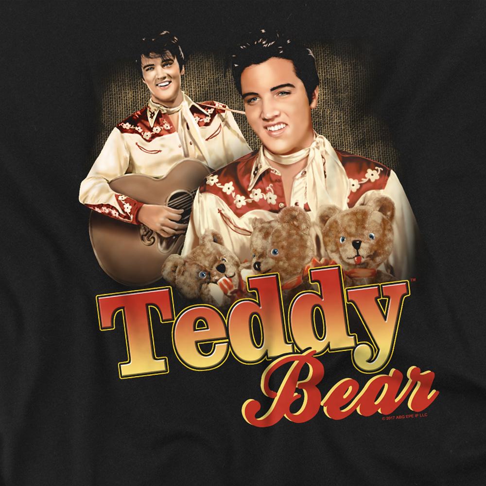 Black - Side - Elvis Presley Unisex Adult Teddy Bear T-Shirt