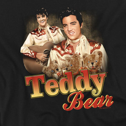 Black - Side - Elvis Presley Unisex Adult Teddy Bear T-Shirt