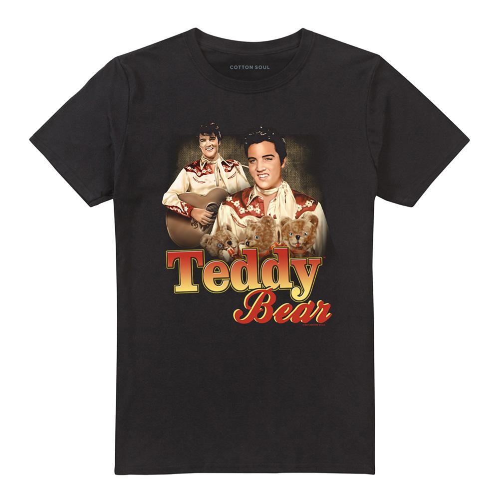 Black - Front - Elvis Presley Unisex Adult Teddy Bear T-Shirt