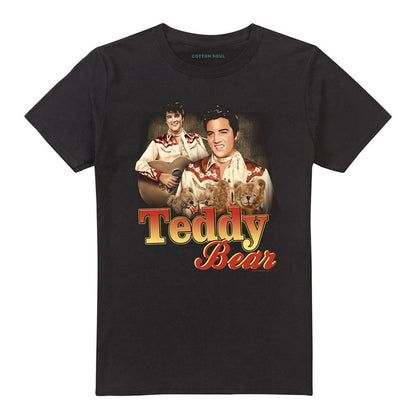 Black - Front - Elvis Presley Unisex Adult Teddy Bear T-Shirt