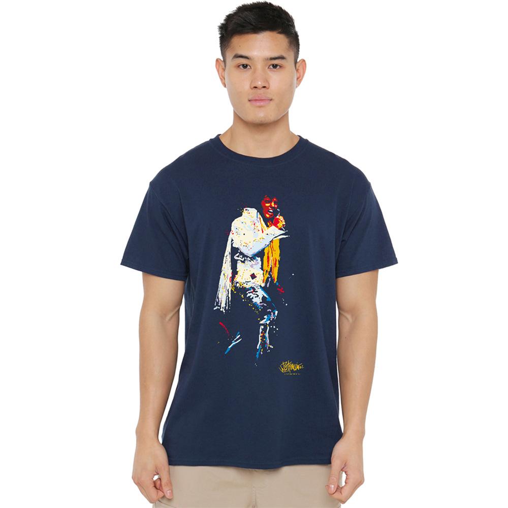 Navy - Back - Elvis Presley Unisex Adult Yellow Scarf T-Shirt
