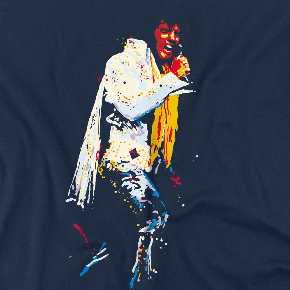 Navy - Side - Elvis Presley Unisex Adult Yellow Scarf T-Shirt