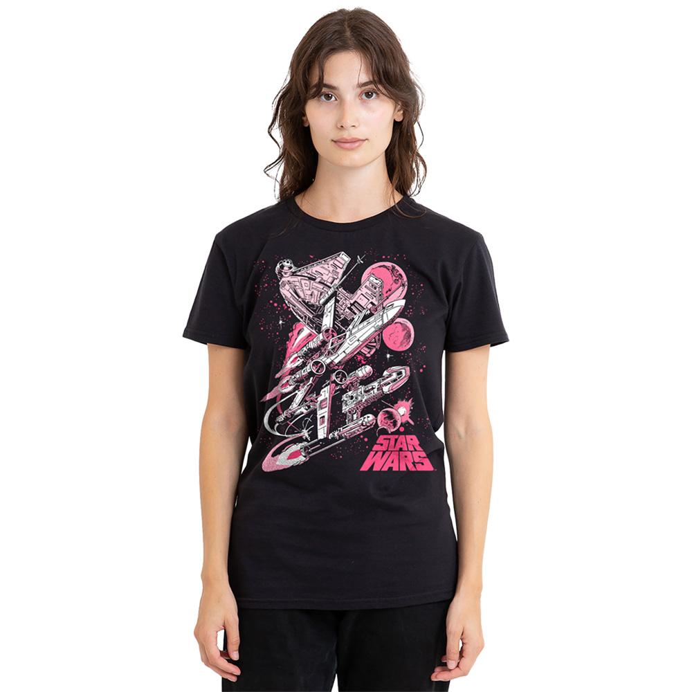 Black - Back - Star Wars Womens-Ladies Retro Comic T-Shirt
