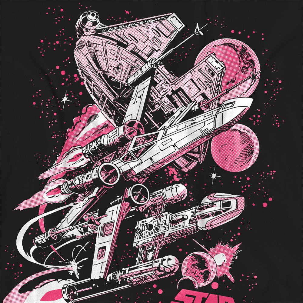 Black - Side - Star Wars Womens-Ladies Retro Comic T-Shirt