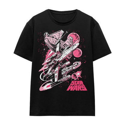 Black - Front - Star Wars Womens-Ladies Retro Comic T-Shirt