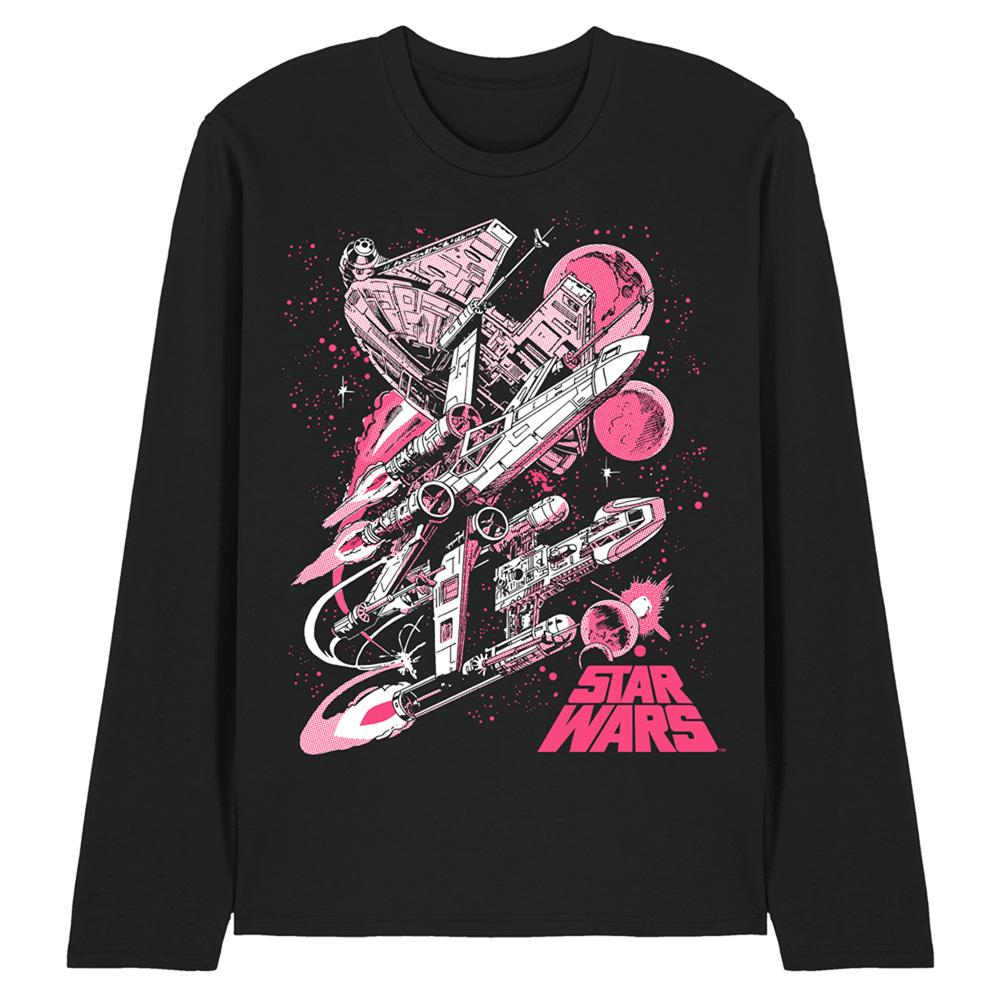 Black - Front - Star Wars Unisex Adult Retro Comic Long-Sleeved T-Shirt