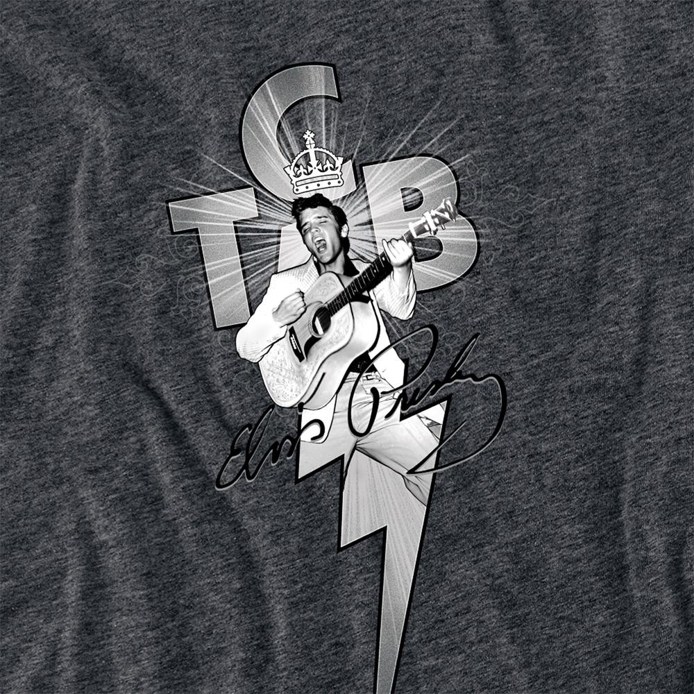 Charcoal - Side - Elvis Presley Unisex Adult TCB Ornate Heather T-Shirt