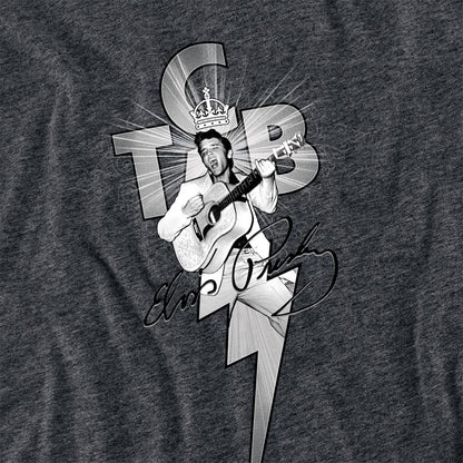 Charcoal - Side - Elvis Presley Unisex Adult TCB Ornate Heather T-Shirt