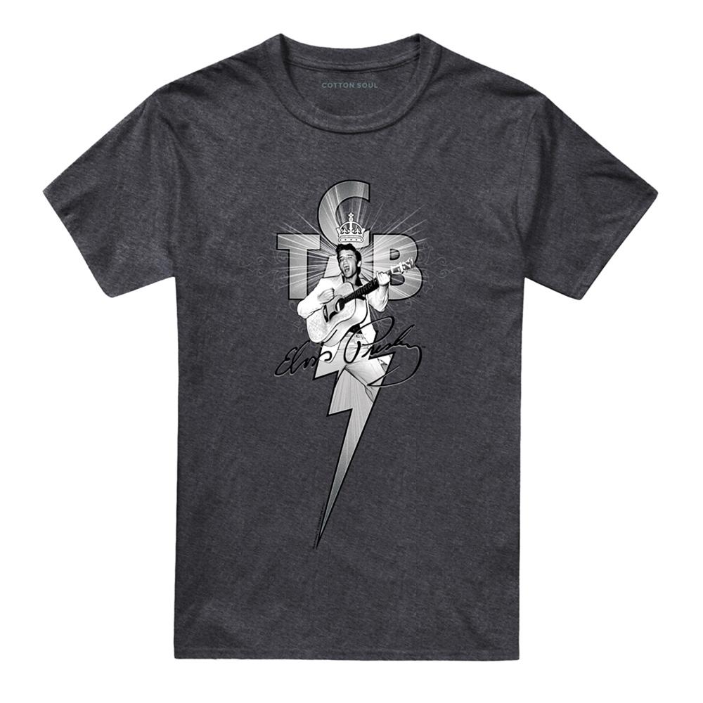 Charcoal - Front - Elvis Presley Unisex Adult TCB Ornate Heather T-Shirt