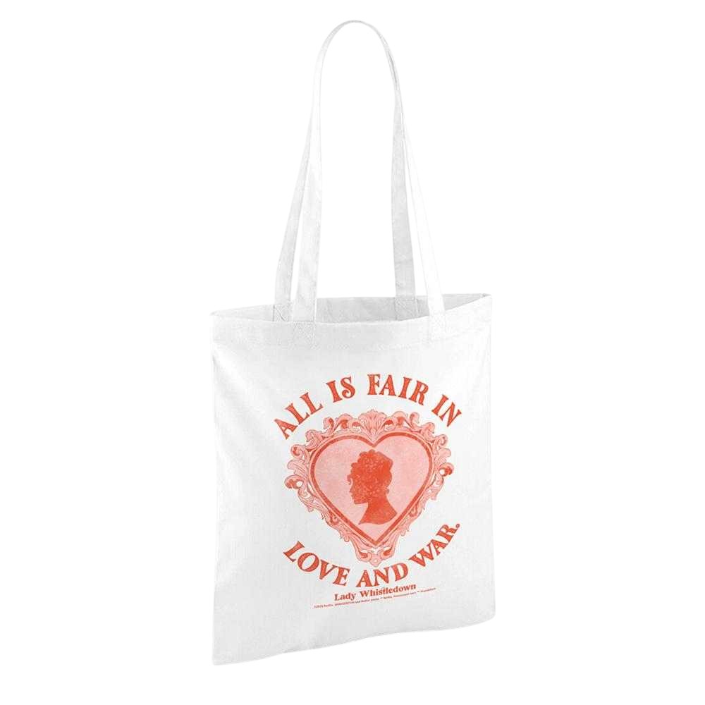 White - Back - Bridgerton Love And War Lady Whistledown Reusable Tote Bag