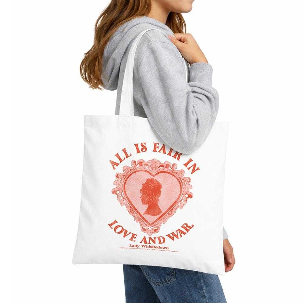 White - Lifestyle - Bridgerton Love And War Lady Whistledown Reusable Tote Bag