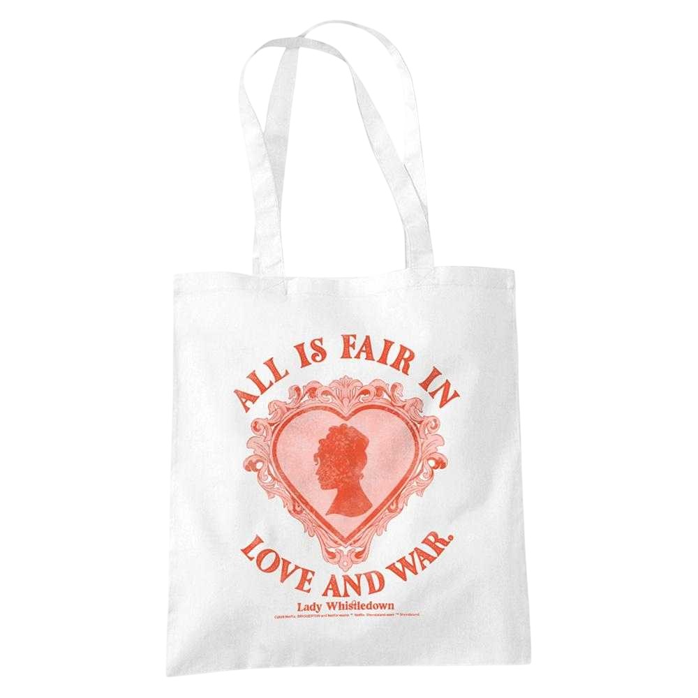 White - Front - Bridgerton Love And War Lady Whistledown Reusable Tote Bag
