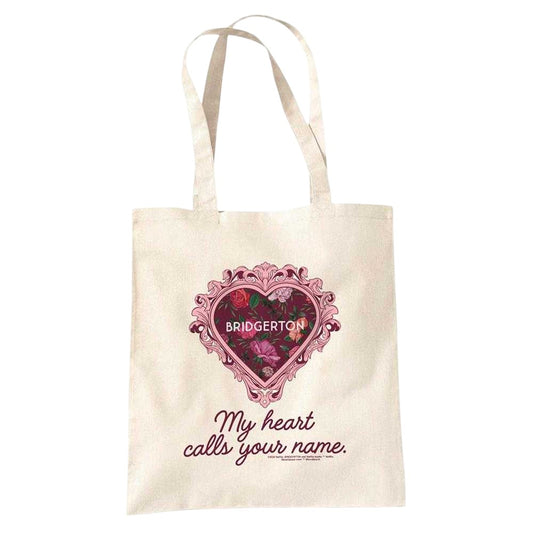 Natural - Front - Bridgerton My Heart Calls Your Name Reusable Tote Bag