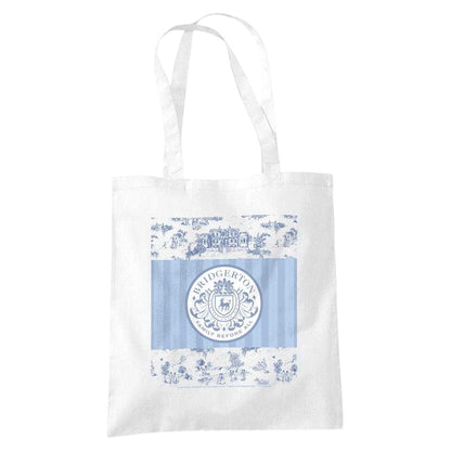 White - Front - Bridgerton Around The Ton Toile Reusable Tote Bag