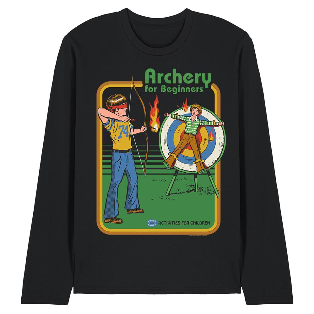 Black - Front - Steven Rhodes Unisex Adult Archery For Beginners Long-Sleeved T-Shirt