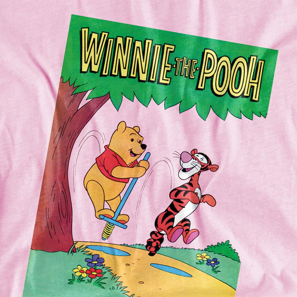 Pink - Back - Winnie the Pooh Childrens-Kids Bounce Winnie The Pooh & Tigger Retro T-Shirt