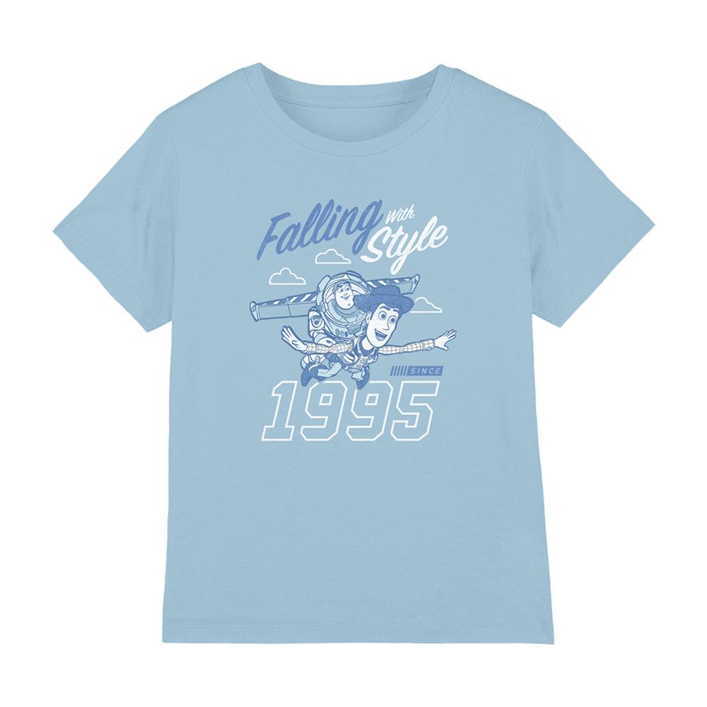 Light Blue - Front - Toy Story Childrens-Kids Falling With Style Woody & Buzz Lightyear T-Shirt