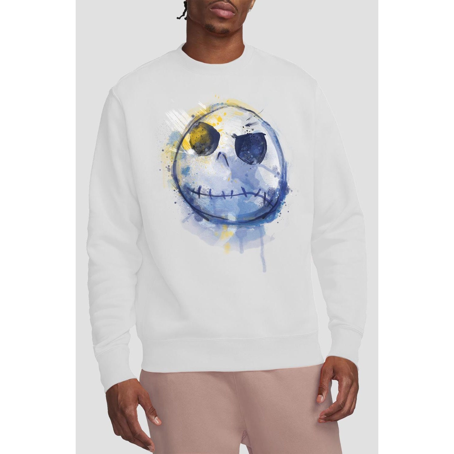 White - Back - The Nightmare Before Christmas Unisex Adult Jack Skellington Painted Sweatshirt