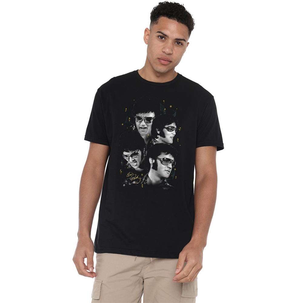 Black - Back - Elvis Presley Unisex Adult Faces T-Shirt