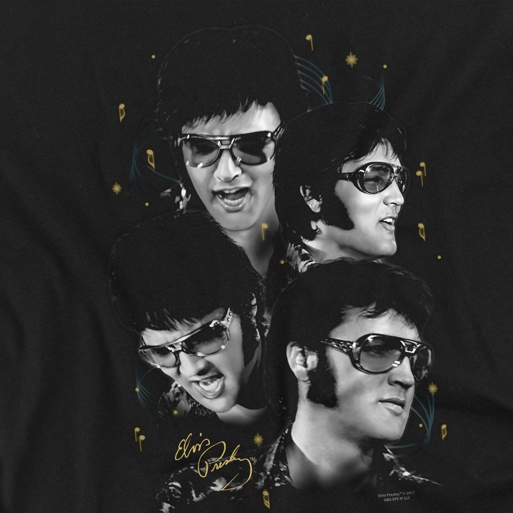 Black - Side - Elvis Presley Unisex Adult Faces T-Shirt