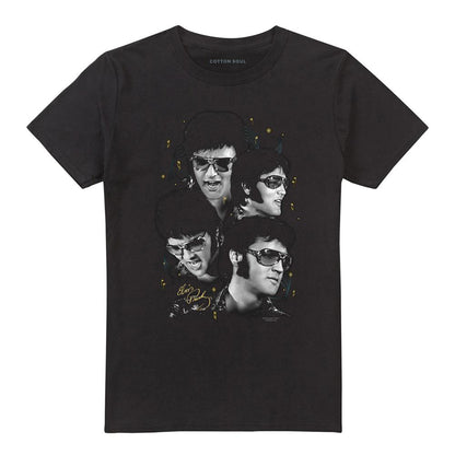 Black - Front - Elvis Presley Unisex Adult Faces T-Shirt