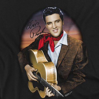 Black - Side - Elvis Presley Unisex Adult Red Scarf 2 T-Shirt