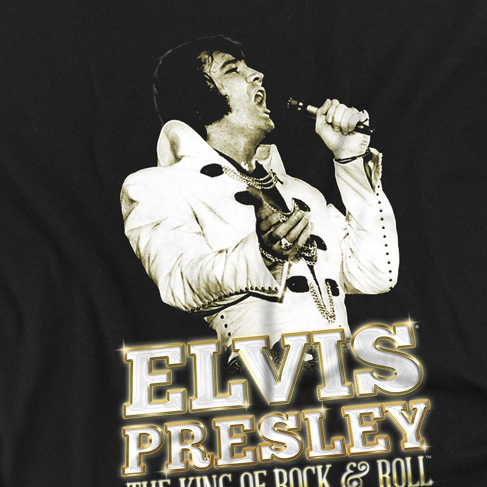 Black - Side - Elvis Presley Unisex Adult Golden Logo T-Shirt