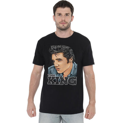 Black - Back - Elvis Presley Unisex Adult Graphic King T-Shirt