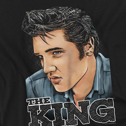 Black - Side - Elvis Presley Unisex Adult Graphic King T-Shirt