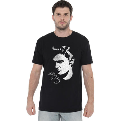 Black - Back - Elvis Presley Unisex Adult Simple Face T-Shirt