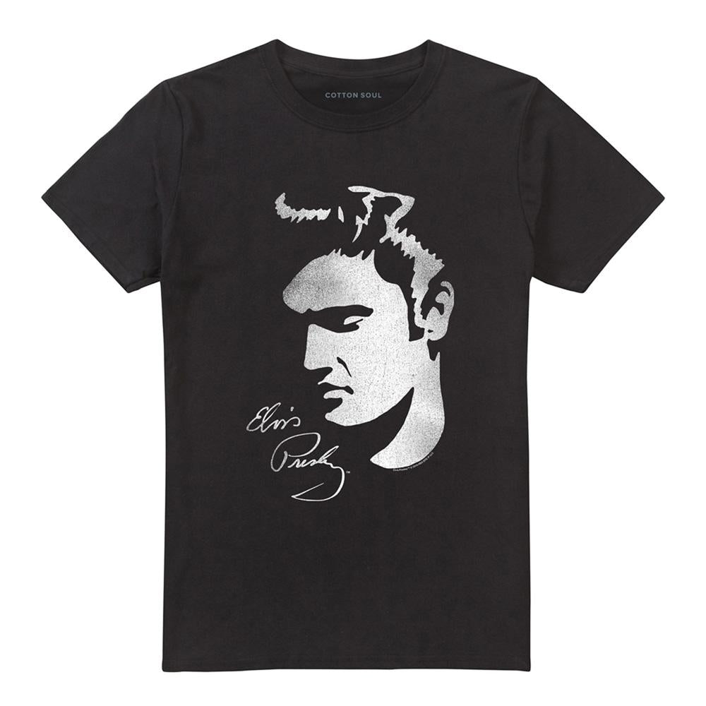 Black - Front - Elvis Presley Unisex Adult Simple Face T-Shirt