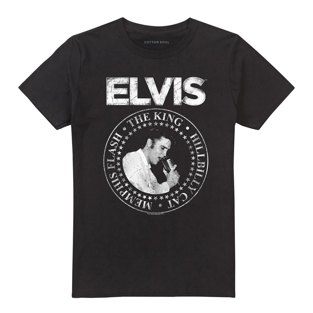 Black - Front - Elvis Presley Unisex Adult Rock King T-Shirt