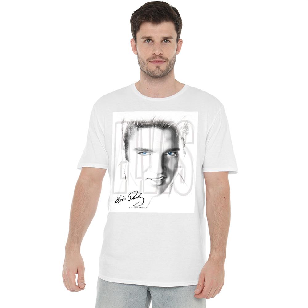 White - Back - Elvis Presley Unisex Adult Blue Eyes T-Shirt