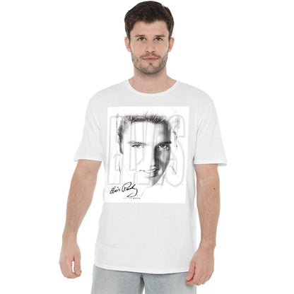 White - Back - Elvis Presley Unisex Adult Blue Eyes T-Shirt