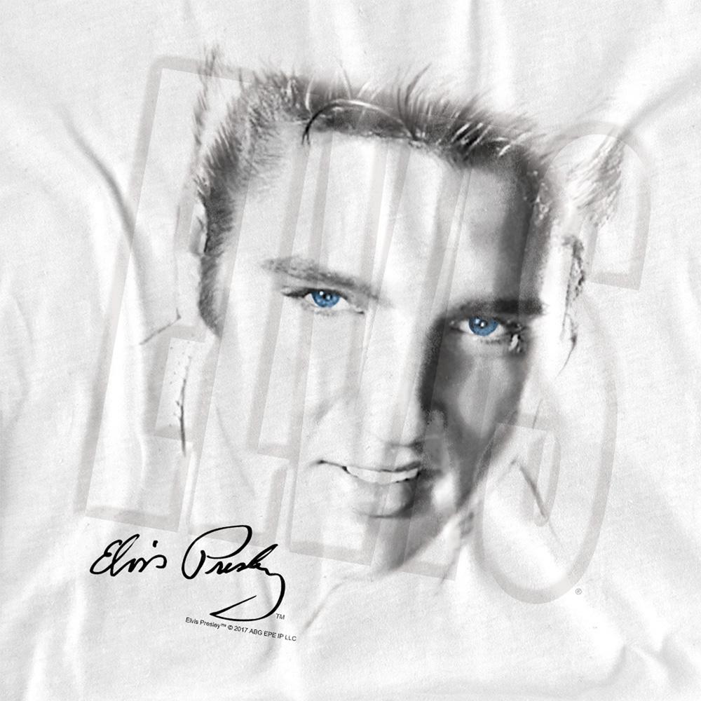 White - Side - Elvis Presley Unisex Adult Blue Eyes T-Shirt