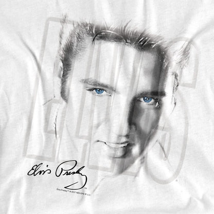 White - Side - Elvis Presley Unisex Adult Blue Eyes T-Shirt
