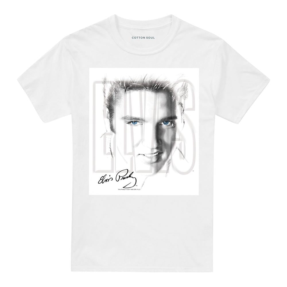 White - Front - Elvis Presley Unisex Adult Blue Eyes T-Shirt