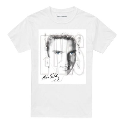White - Front - Elvis Presley Unisex Adult Blue Eyes T-Shirt