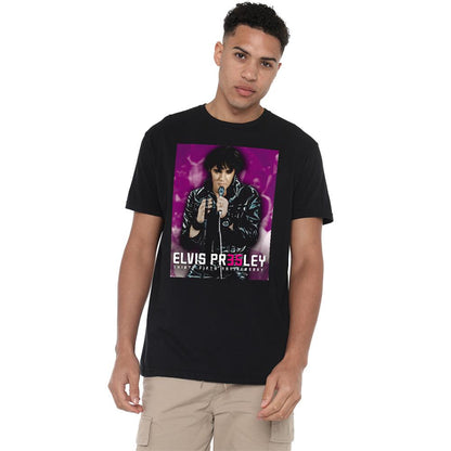 Black - Back - Elvis Presley Unisex Adult 35 Leather Jacket T-Shirt