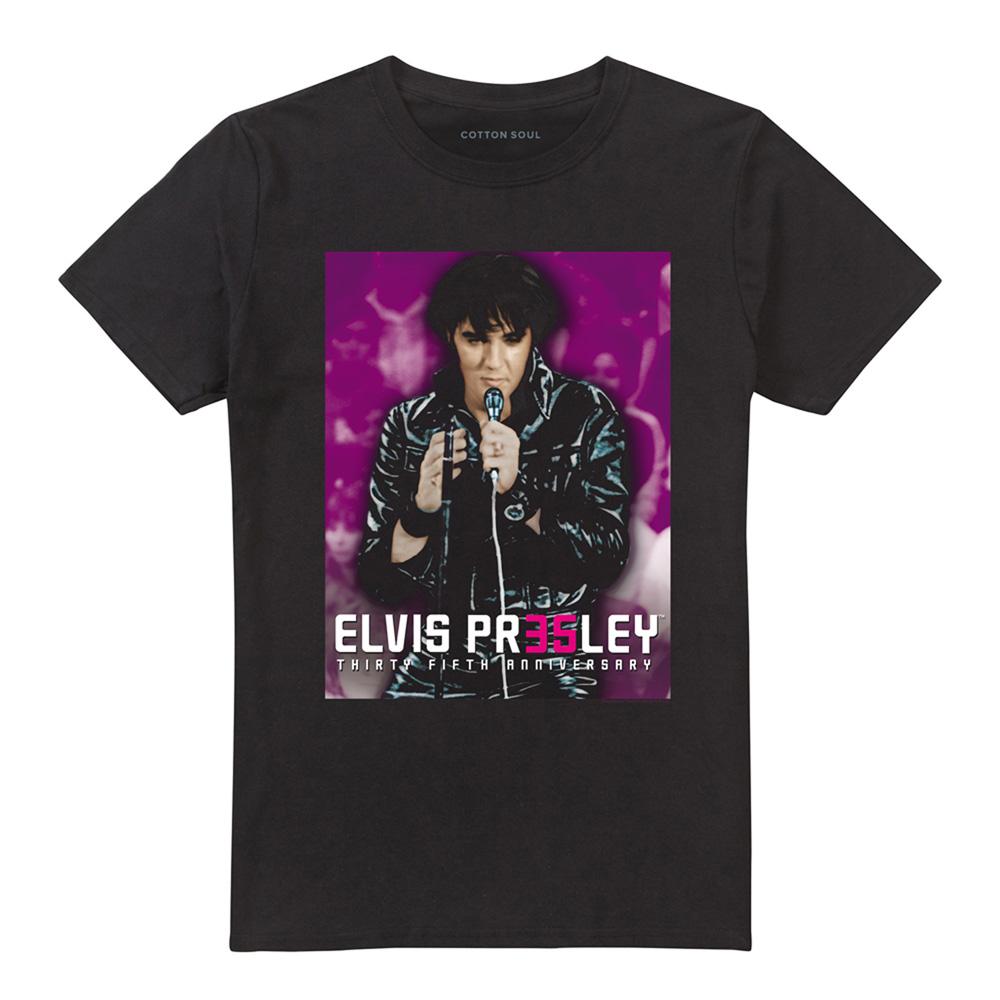 Black - Front - Elvis Presley Unisex Adult 35 Leather Jacket T-Shirt