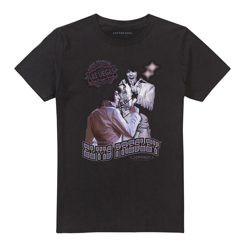 Black - Front - Elvis Presley Unisex Adult Violet Vegas T-Shirt